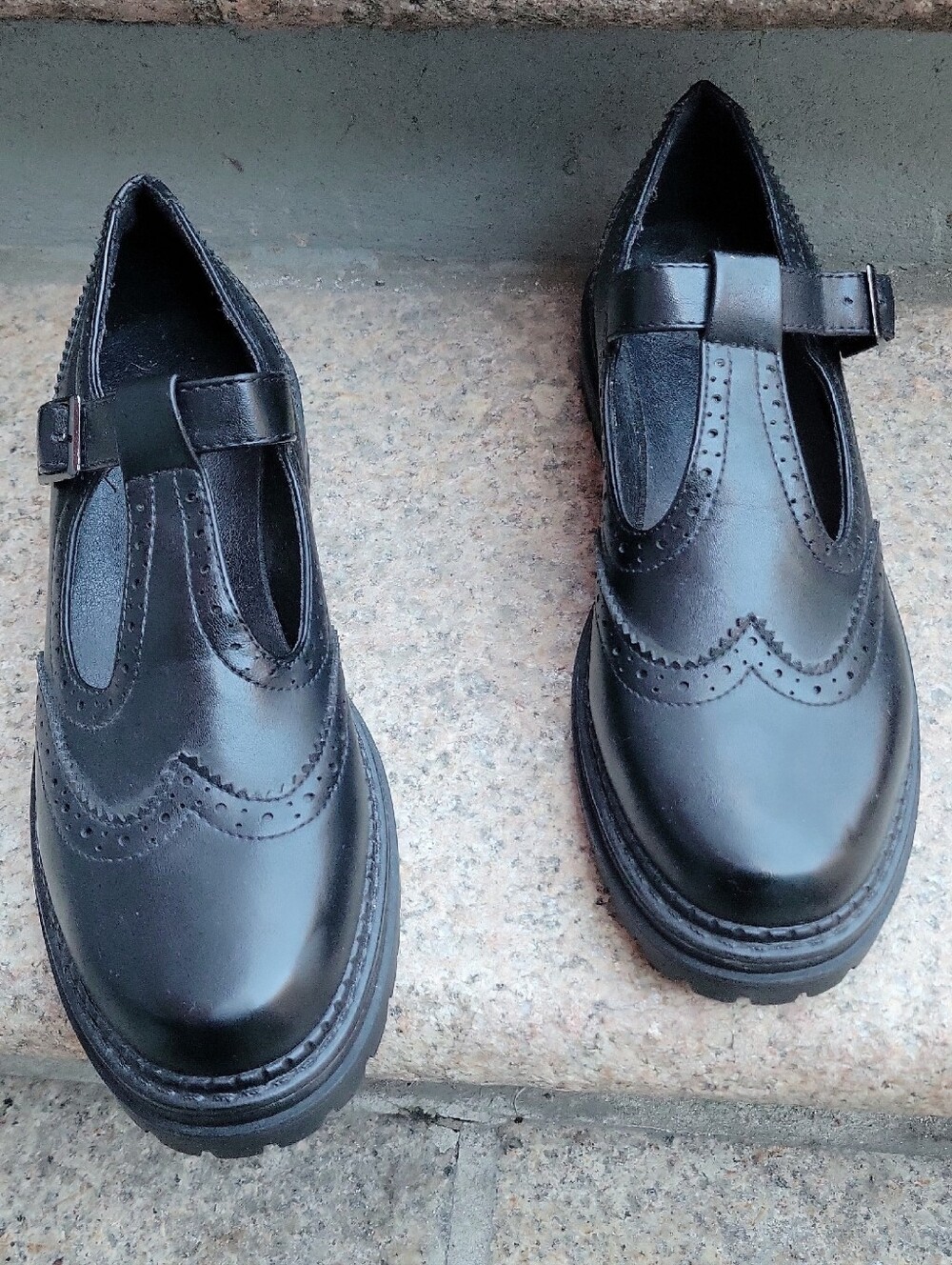 TMA Eyes Black Chunky Mary Jane Shoes Lug Sole Dark Academia Size 41
